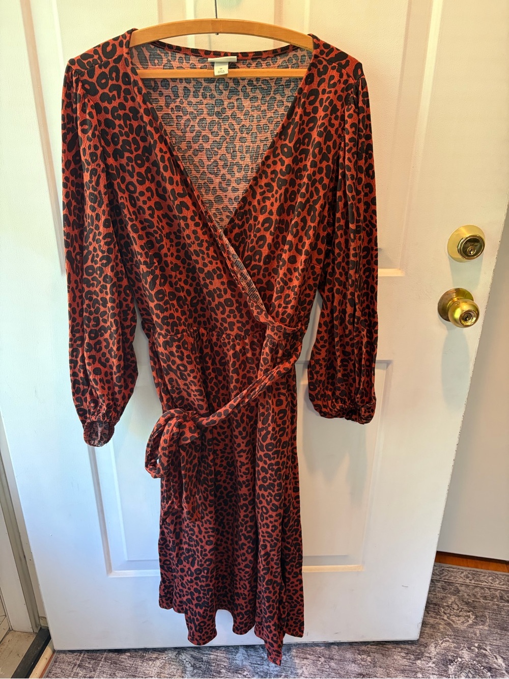 Ava & Viv Rust Leopard Wrap Dress